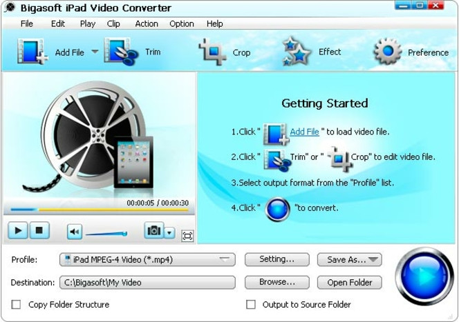 Bigasoft iPad Video Converter screen