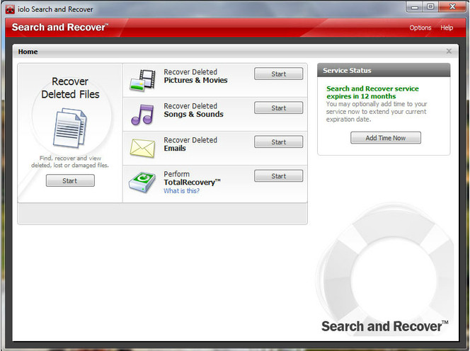 Iolo Search and Recover screen