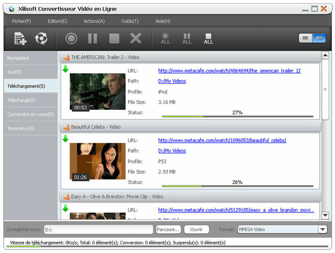 Xilisoft Online video Converter screen