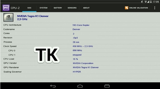 Nexus 9 benchmark Tegra K1