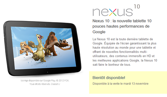 Nexus 10 commandes