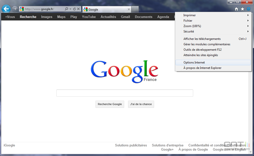 Internet Explorer rÃ©initialisation 1