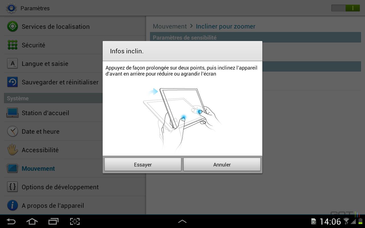 Actions mouvement Android Samsung (3)