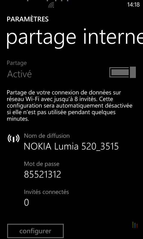 Partage 3G Windows Phone 3