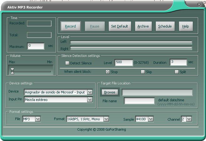 Aktiv MP3 Recorder screen 1