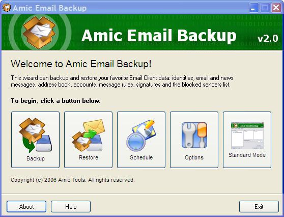 Amic Email Backup screen2