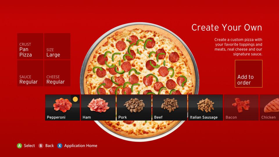 Application pizza hut Xbox