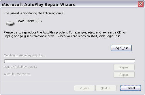 AutoPlay Repair Wizard screen2