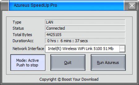 Azureus SpeedUp Pro screen