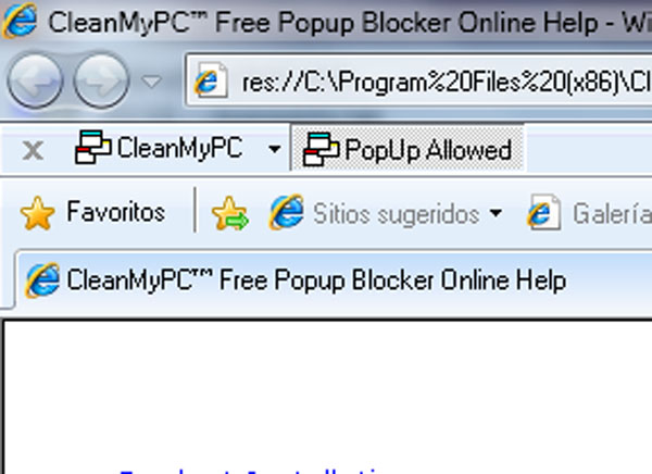 CleanMyPC Free PopUp Blocker screen