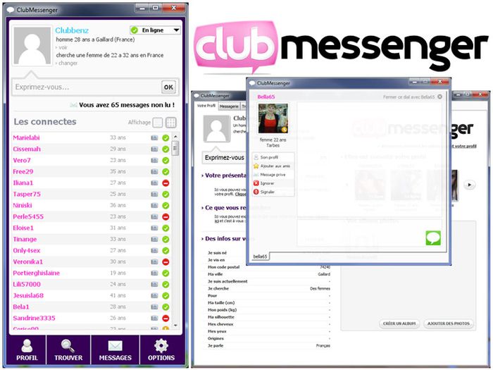 ClubMessenger screen