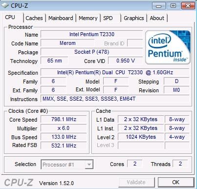CPU onglet processeur