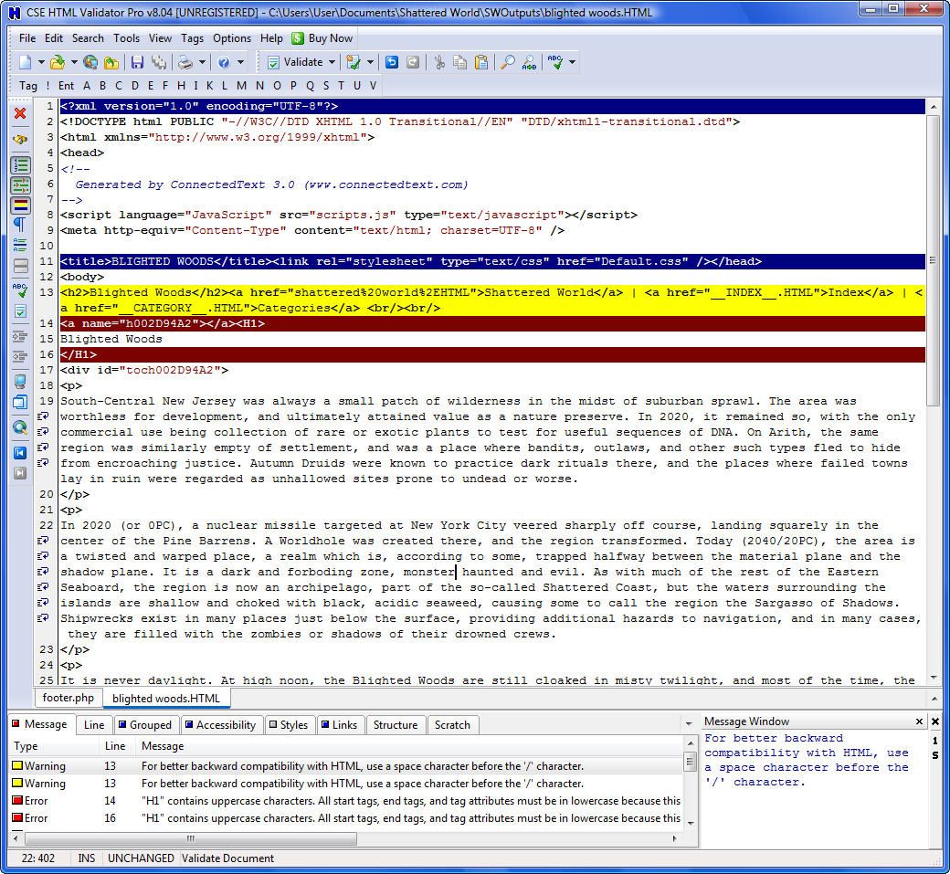 CSE HTML Validator Lite screen2