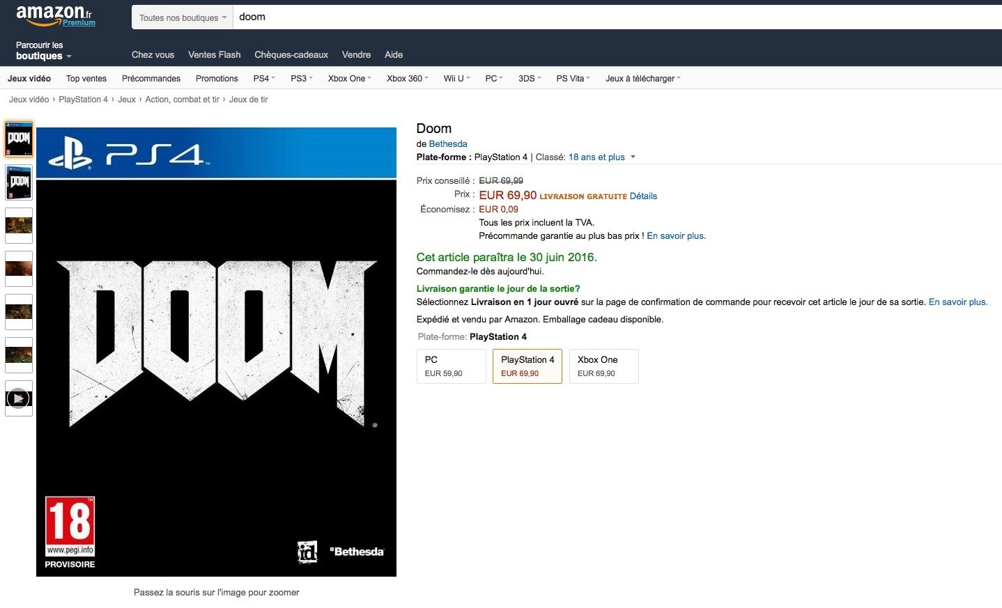 Doom - date Amazon France