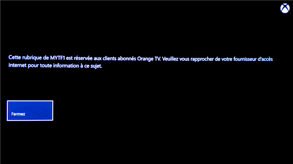 erreur mytf1 Xbox One orange
