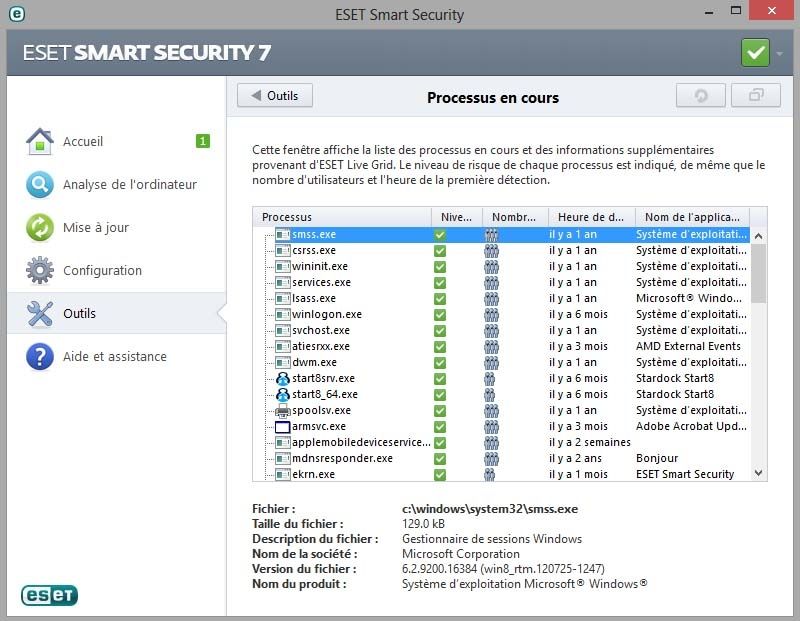 Eset Smart Security 7  processus