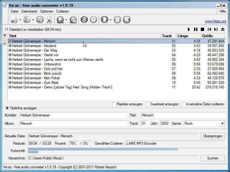 freac - free audio converter screen2