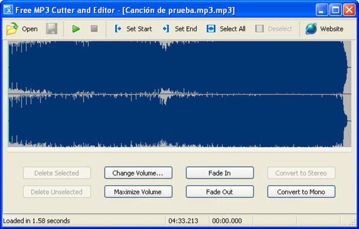 Free MP3 Cutter and Editor screen
