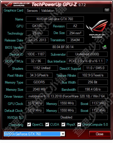 GeForce GTX 760 caractÃ©ristiques