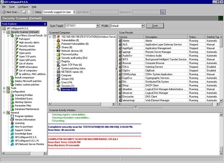 GFI LanGuard Network Security Scanner screen 2