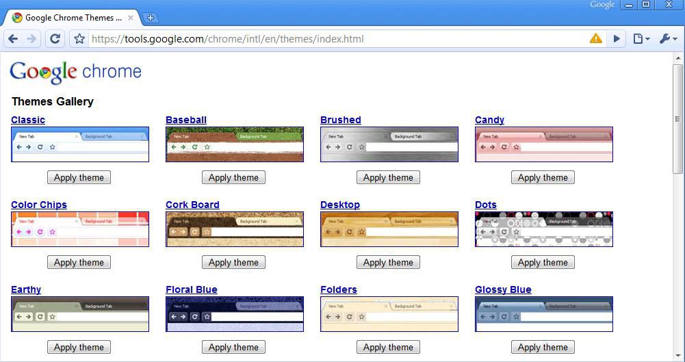 Google Chrome Themes Gallery