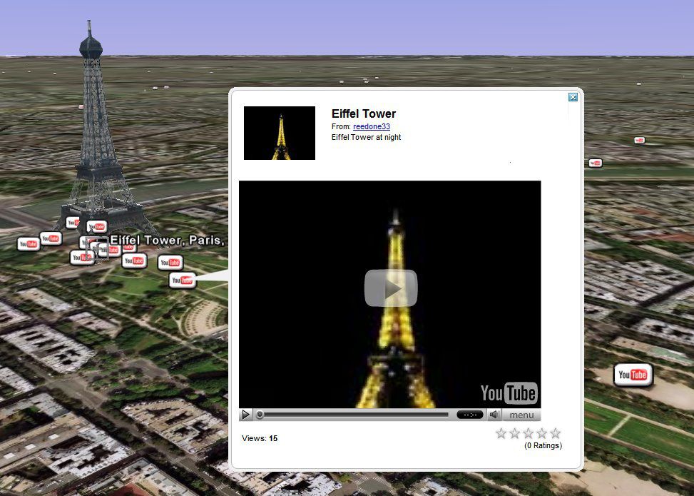 Google earth youtube video tour eiffel