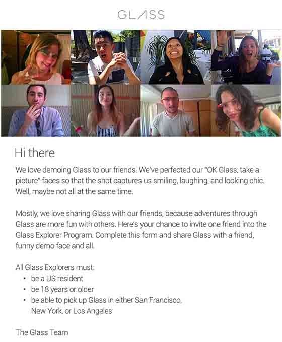 Google glass invitation amis