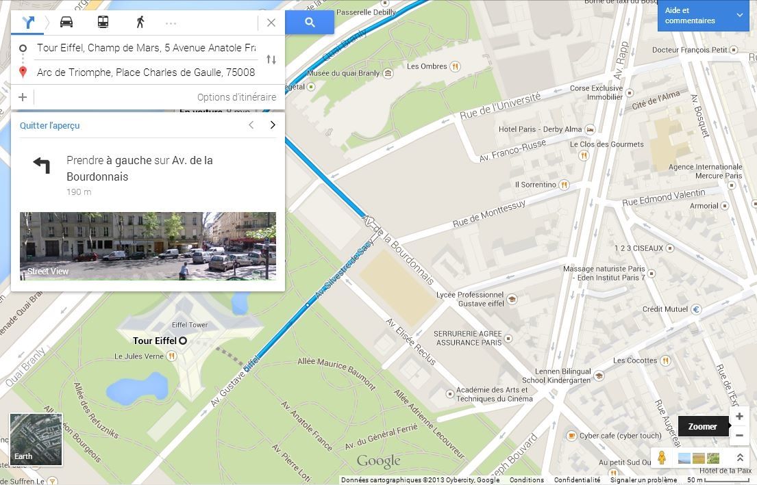 Google-Maps-aperÃ§u-itineraire