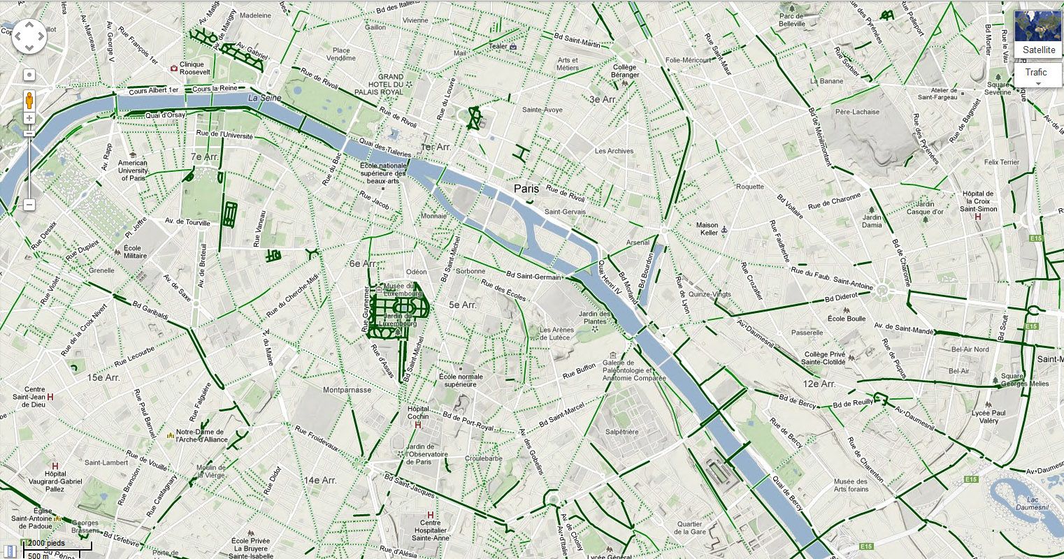 google maps paris cyclistes