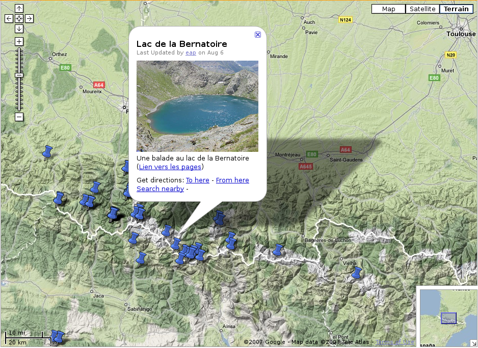 Google maps relief pyrenees