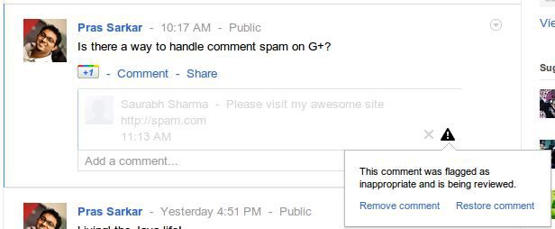 Google+-spam-commentaires