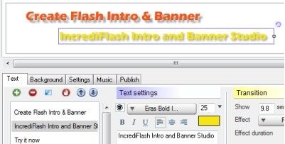 IncrediFlash Intro and Banner Studio screen 1