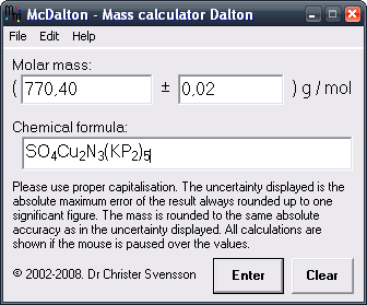 McDalton-Mass calculator Dalton