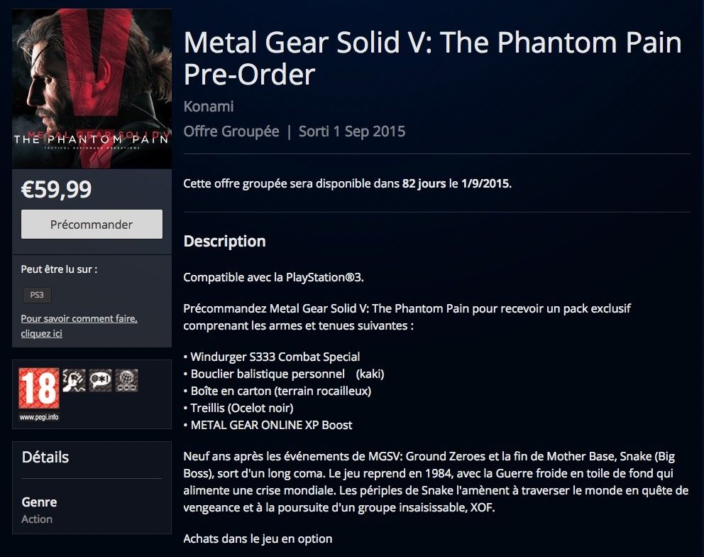 Metal Gear Solid V The Phantom Pain - PS Store