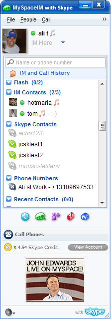 Myspace skype