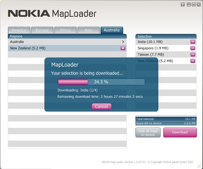 Nokia Map Loader screen 2