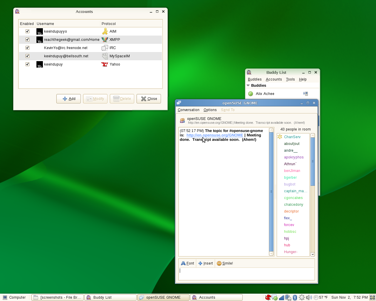 openSUSE_11 1_Beta4_Gnome_Pidgin