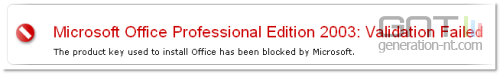 Microsoft Office Genuine Advantage 'fail'