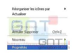Menu du bureau
