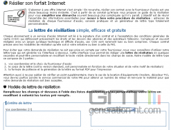 Formuleur résiliation abonnement à Internet ; Ariase