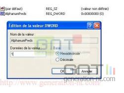 Modification de la première clé DWORD