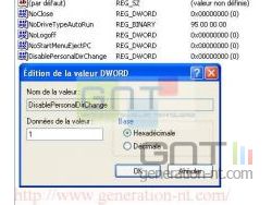 Modification de la clé DWORD