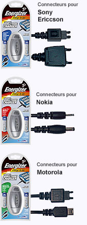 Chargeur Energizer Connecteurs