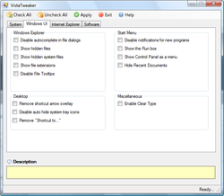 VistaTweaker Windows UI