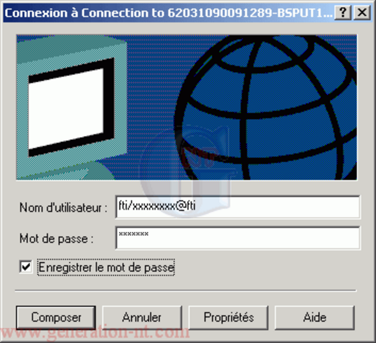 Article n° 5 - Installation connexion ADSL avec RASPPPoE - fenetre connexion accès internet
