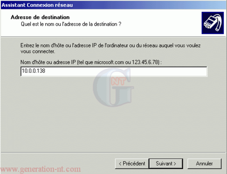 Article n° 6 - Installation manuelle de l'ADSL - protocole PPTP - 11 assistant connexion réseau