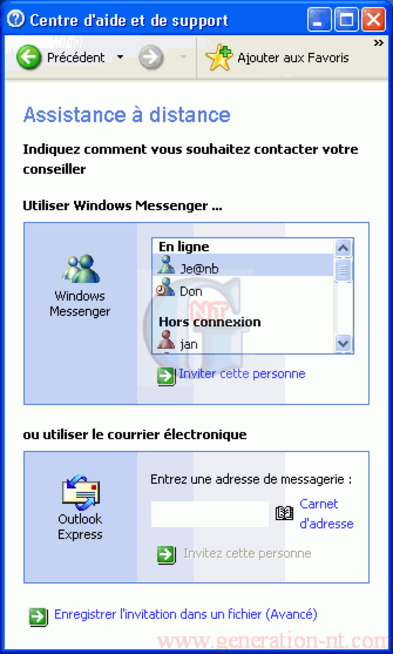 Article n° 17 - Assistance à distance avec Windows XP. - 2