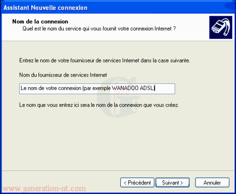 Article n° 7 - Installation de l'ADSL - modem ethernet - 12 assistant nouvelle connexion