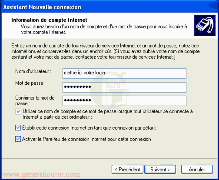 Article n° 19 - Installation connexion ADSL USB sous Windows XP - 14 assistant nouvelle connexion