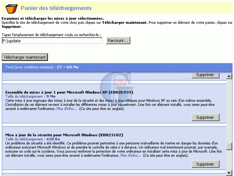 Article n° 49 - Ajout de correctifs Microsoft dans le CD d'instal - 06 correctifs dans cd windows xp